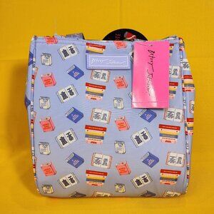 Betsey Johnson Books Reading Purple Zip Top Insulated Lunch Tote Lunch Bag NEW